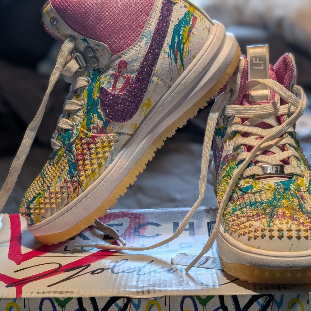 Colorful Nike Sneakers with Paint Splatter